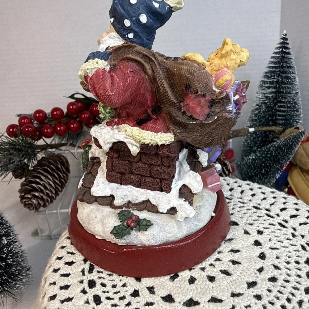 Cast Iron Base Santa with Bag of Toys Chimney Christmas Stocking Hanger Holder